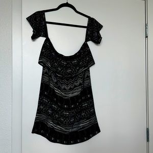 Black and white mini off the shoulder dress